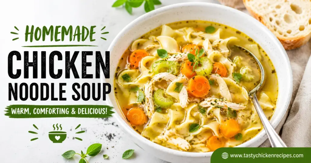 Homemade chicken noodle soup in a bowl